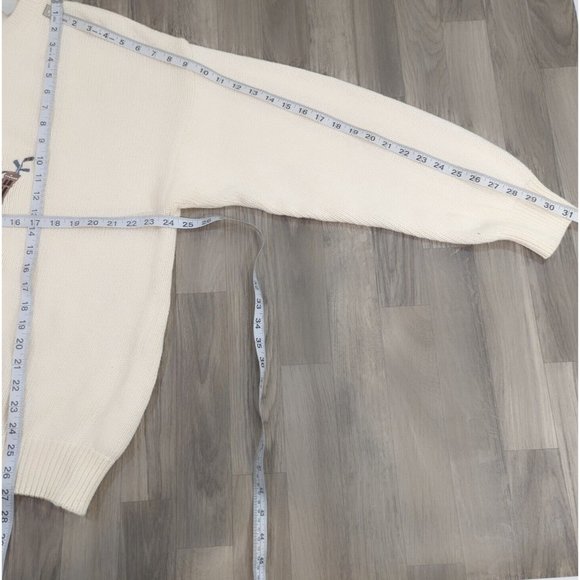 Vtg Izod Sweater Pull Over Embroidered Golf Clubs 100% Cotton Knit Cream Large - Picture 5 of 6